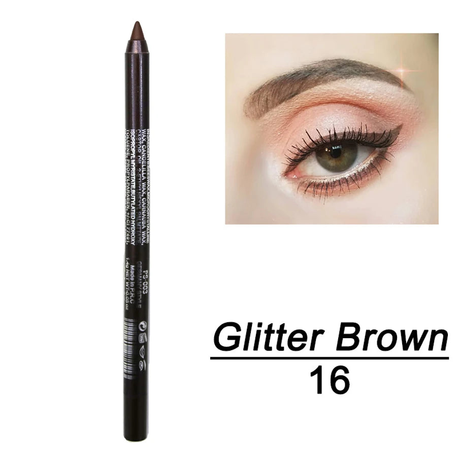 14 Color Metallic Eyeliner Pen – High Pigmented, Pearly Shimmer, Smokey & Punk Style, Long-Lasting & Waterproof