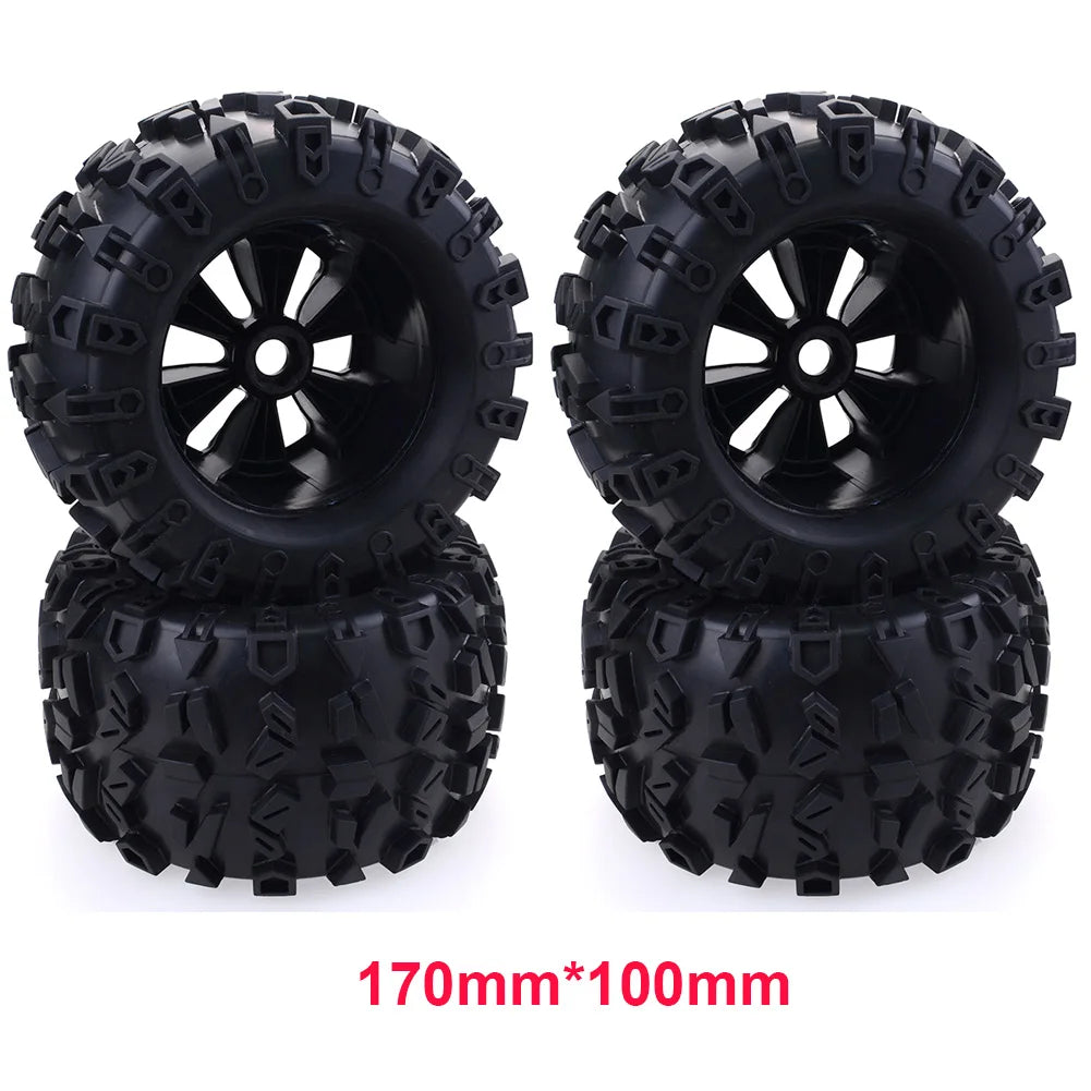 4pcs 1/8 Scale 17mm Hex RC Truck Tires & Wheels Set – Glued for Traxxas Maxx, Tmaxx, E-Revo, Revo 3.3, JLB Cheetah Monster