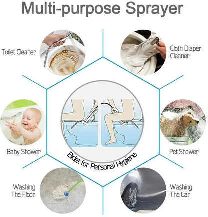 Stainless Steel Toilet Bidet Sprayer Set - Handheld Bathroom Bidet Faucet Shower Head with Self-Cleaning Spray Gun