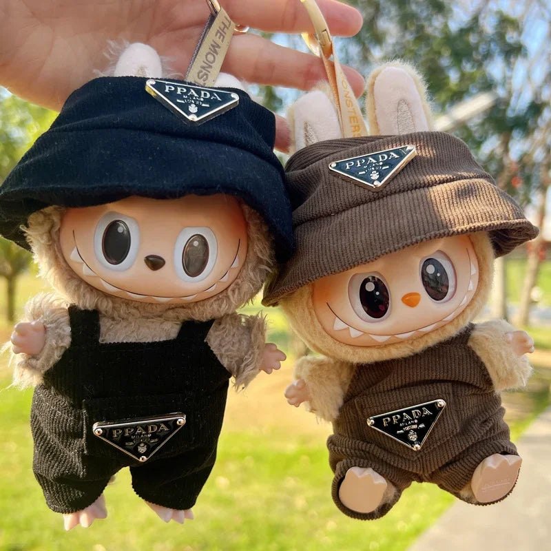 Corduroy Clothing Set for 17cm Labubu Doll – Outfit, Hat & Shoes DIY Accessories Gift
