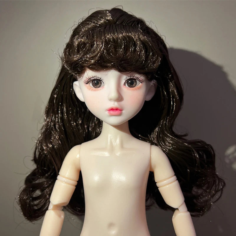 30cm 1/6 BJD Ball Jointed Doll – Starry Gray Eyes with Lolita Fashion Dress, DIY Toy Gift for Girls