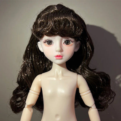 30cm 1/6 BJD Ball Jointed Doll – Starry Gray Eyes with Lolita Fashion Dress, DIY Toy Gift for Girls
