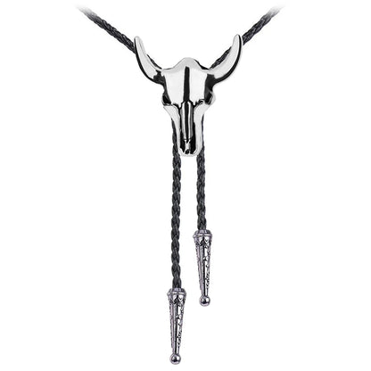 Golden Adjustable Cowboy Bolo Tie – Western Bull Head Pendant Necklace & Men’s Garment Accessory