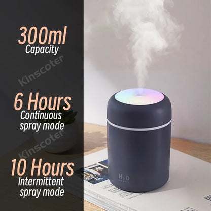 300ml H2O Portable Mini USB Air Humidifier: Compact Aroma Diffuser with Cool Mist for Bedroom, Home, Car, and Plant Purification