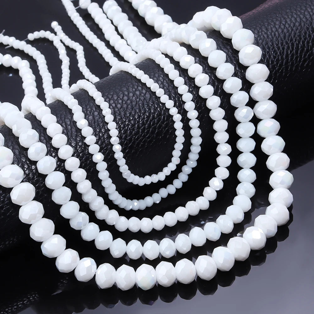 Flat Faceted Crystal Glass Beads Strand – 3–10mm Spacer Beads for DIY Jewelry & Necklace Making