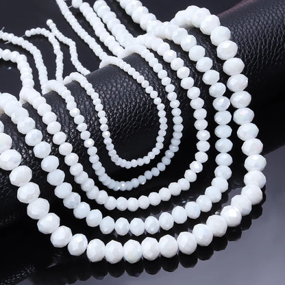 Flat Faceted Crystal Glass Beads Strand – 3–10mm Spacer Beads for DIY Jewelry & Necklace Making