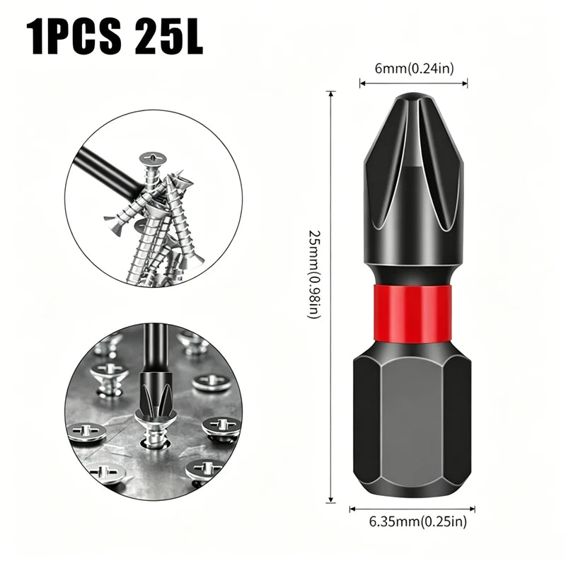20PCS PH2 Magnetic Screwdriver Bit Set – 25mm Alloy Steel Anti-Slip Impact Phillips Drill Bits for Electric Screwdrivers & Outdoor Use