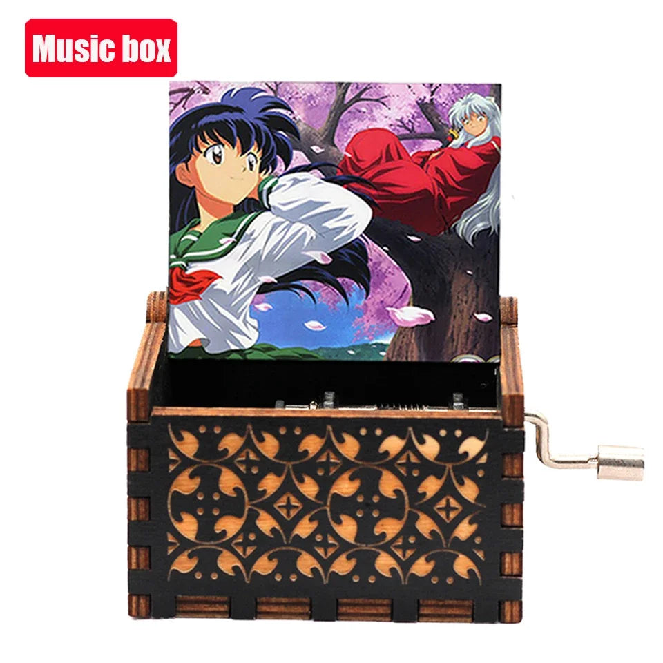 Antique Carved Wooden Hand Crank Music Box – Onepiece Figure, Perfect for Halloween & Christmas Birthday Gifts