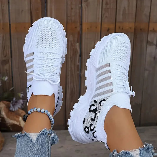 Women’s 2025 Leopard Print Sneakers – Lightweight Breathable Casual Shoes for Sale