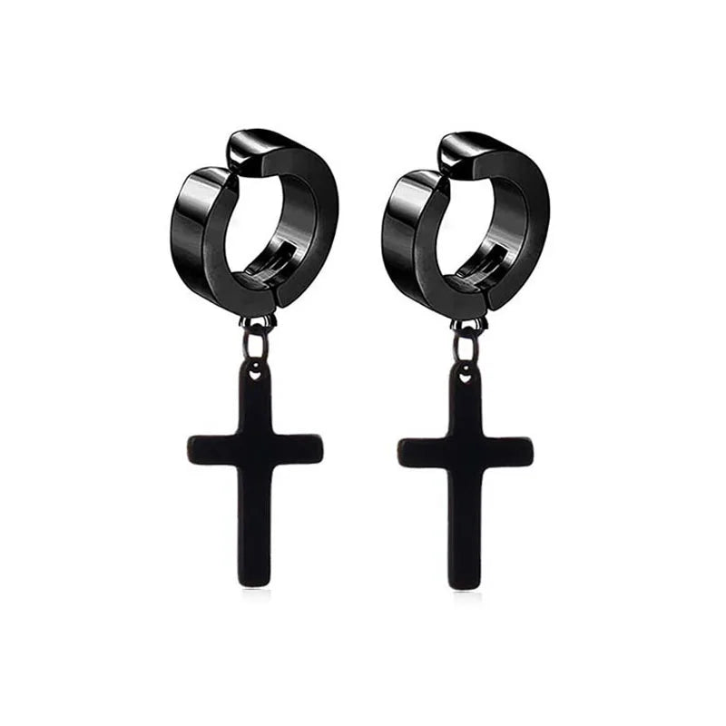 Magnetic Cubic Zirconia Clip-On Earrings Set – Non-Pierced Fake Stud, Cross Dangle & Hoop Styles for Men & Women