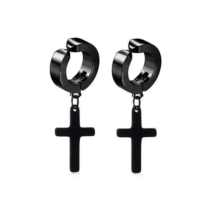 Magnetic Cubic Zirconia Clip-On Earrings Set – Non-Pierced Fake Stud, Cross Dangle & Hoop Styles for Men & Women