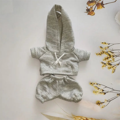 Labubu Casual Sweatsuit Set for 15/17cm Dolls — Comfy Doll Clothes with Ribbed Hem Details