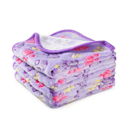 Soft Fluffy Pet Bed Mat - Cute Paw & Elephant Pattern Travel Blanket for Warm Dog and Cat Comfort