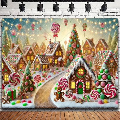 Merry Christmas Backdrop 2026 – Santa, Snowman & Xmas Tree Background for Family Party, Baby Shower & Photo Props