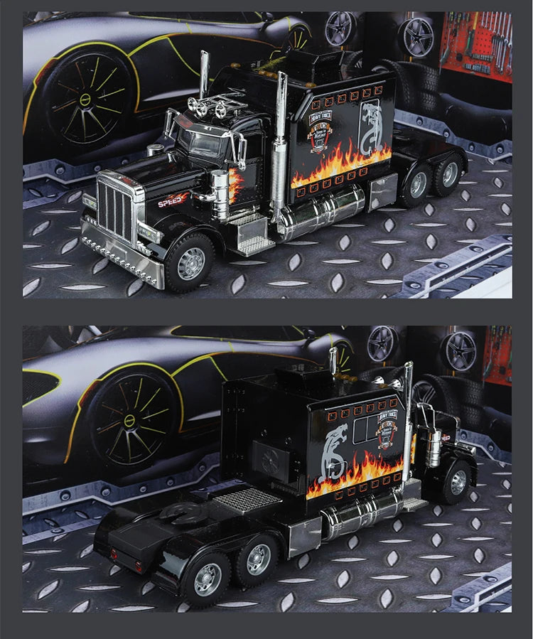 1:24 Scale Peterbilt 389 Tractor Trailer Toy – Lonestar Design Pre-Built Semi Truck with Realistic Functions for Kids