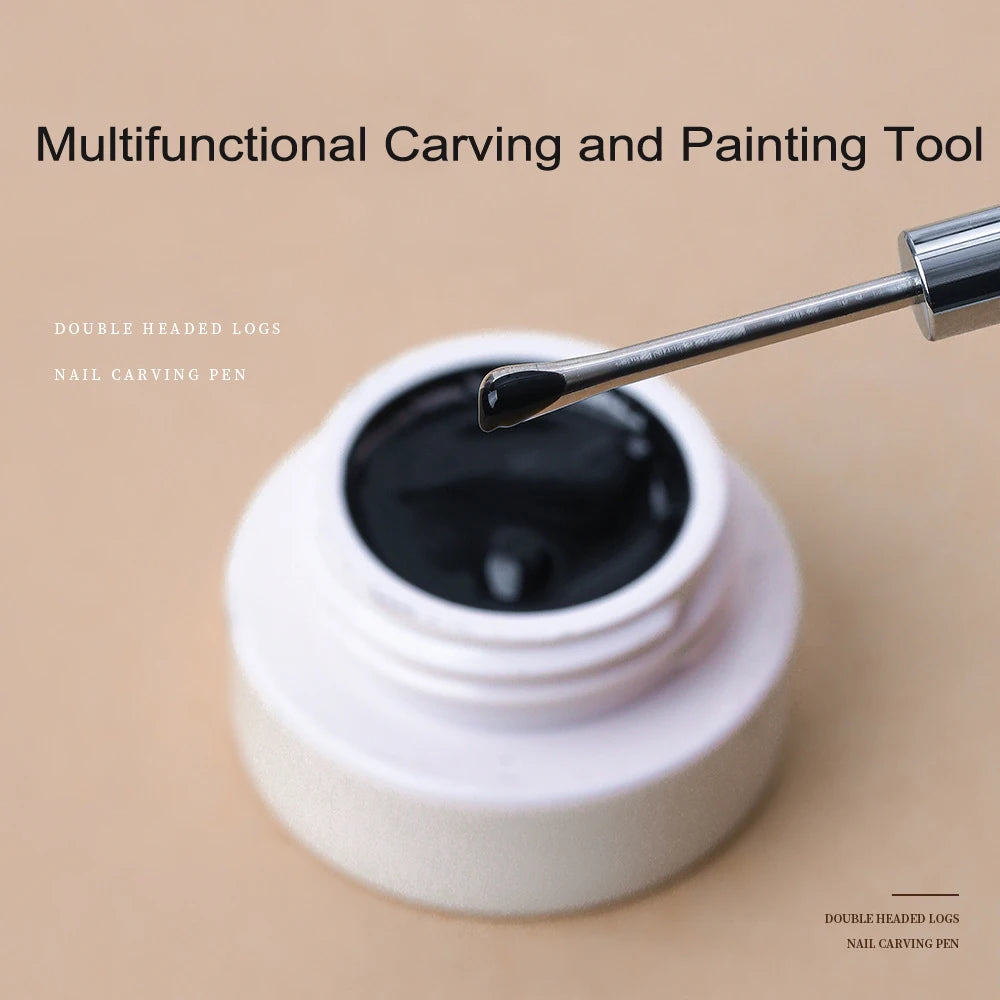 Double-Ended Nail Art Brush - Silicone Carving, Painting & Gel Polish DIY Manicure Tool