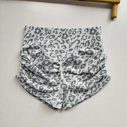 Women's Leopard Print Seamless Yoga Shorts - High-Waisted Butt-Lifting Fitness Workout Shorts