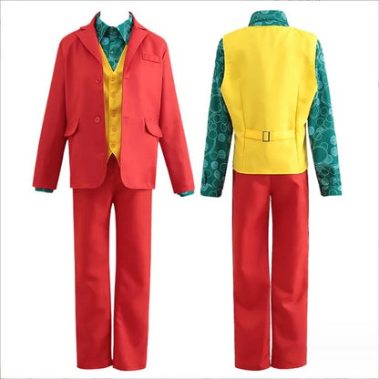 Joker Cosplay Costume Set - Arthur Fleck Red Suit with Green Wig for Halloween & Costume Parties