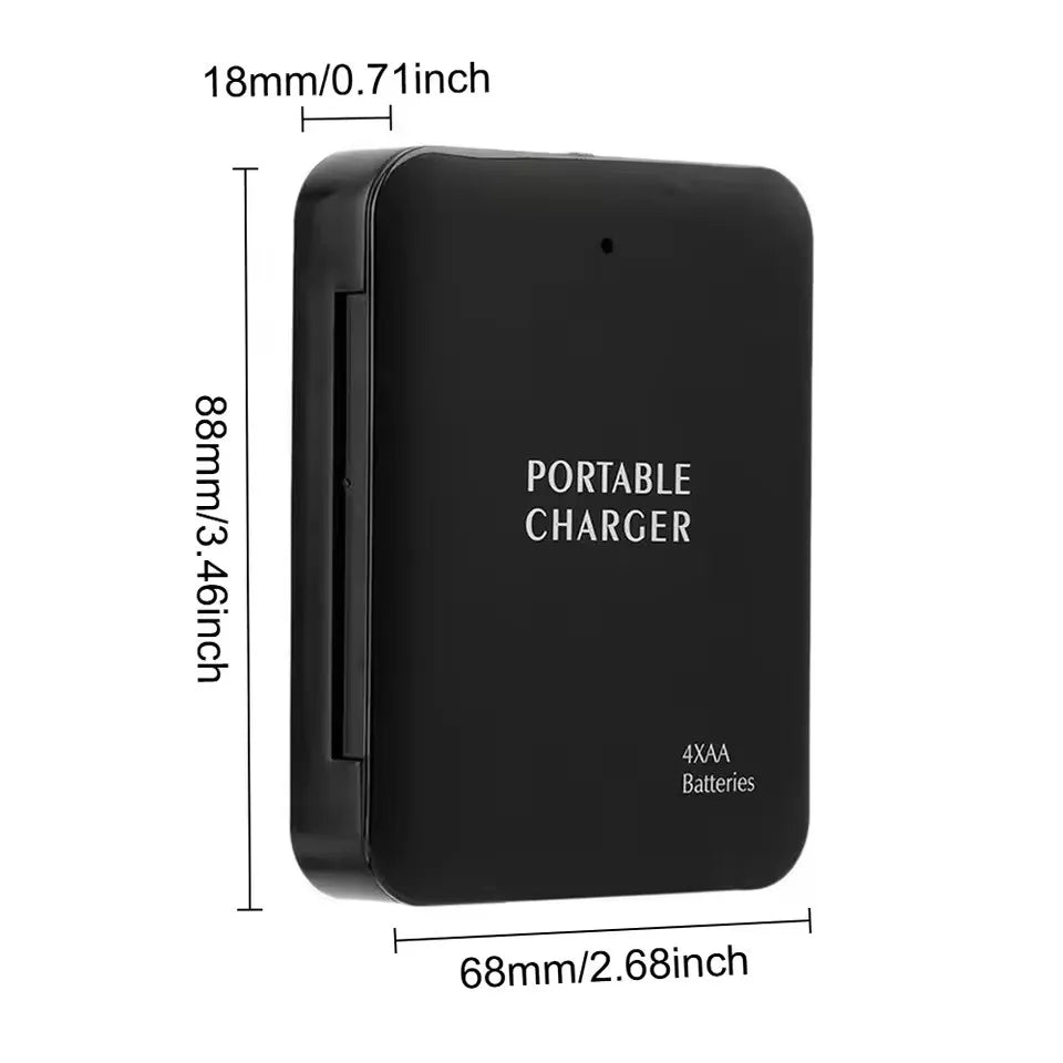 USB Emergency Power Box - 4×AA Battery Charger with USB Port & Flashlight