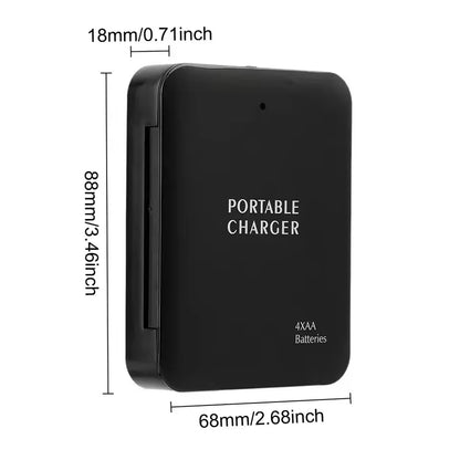 USB Emergency Power Box - 4×AA Battery Charger with USB Port & Flashlight