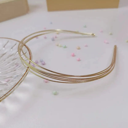 Thin Gold Multilayer Headbands: Women's Alloy Hair Hoop with Double Root Design - Smooth Hair Accessories for a Stylish Look