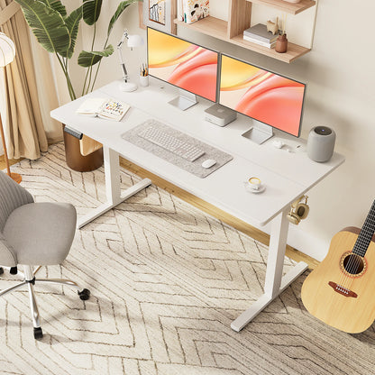Electric Standing Computer Desk – Height Adjustable Ergonomic Workstation with Metal Frame for Home or Office