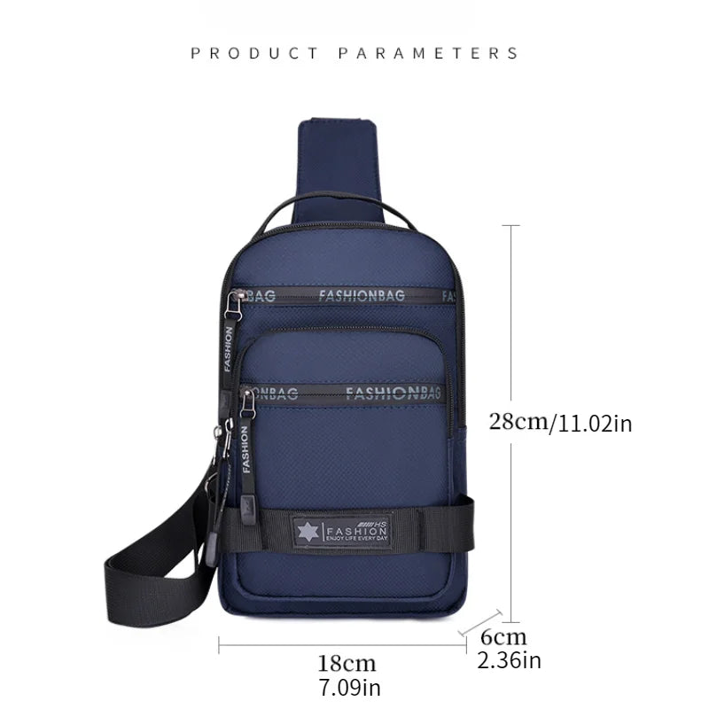 Men’s Chest Bag – Large Capacity Lightweight Nylon Crossbody Shoulder Backpack for Travel, Korean Style