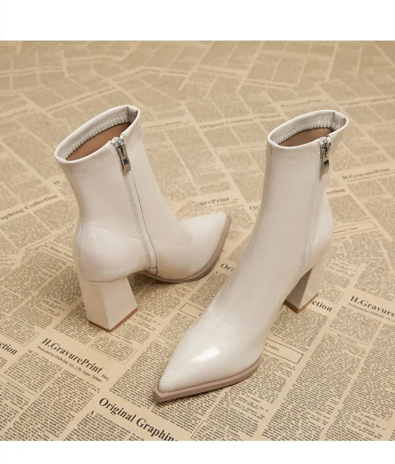 2024 High Heel Ankle Boots – Pointed Toe, Sexy Side Zip Women's Classic Daily Boots
