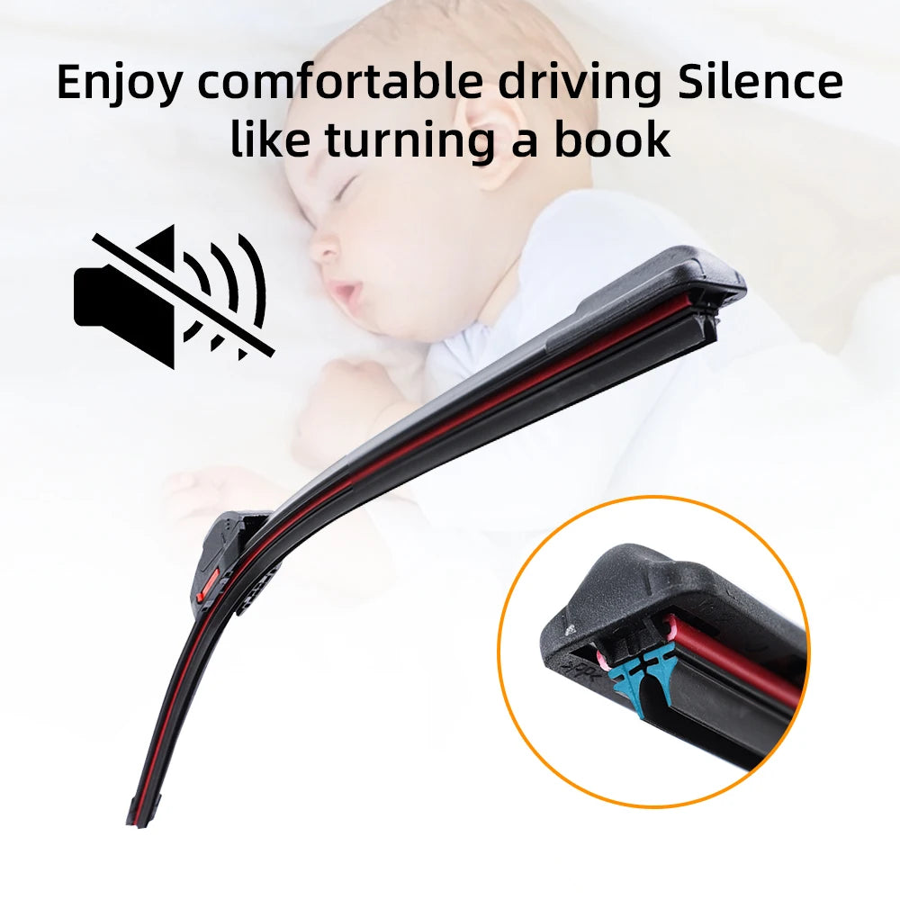 Universal Double Layer Car Windshield Wiper Blades: Soft Rubber Automotive Replacement - Easy to Install (16", 18", 22", 24", 26")