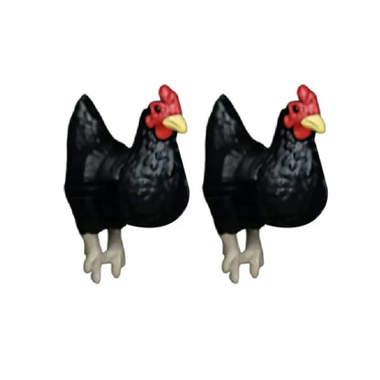 Handmade Chicken Earrings - Hand-Painted Farm Animal Jewelry & Funny Gift
