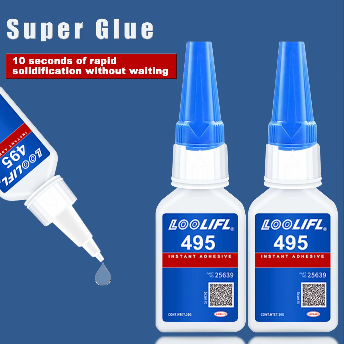 LOOLIFL 401 Super Glue 20g – Strong Multi-Purpose Adhesive for Glass, Wood, Ceramic, Metal, DIY Crafts, and Home Repairs