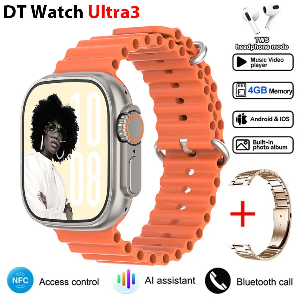 2025 DT Ultra 3 Pro Smartwatch – NFC, Bluetooth Call, Music & Video, Waterproof for Android & iOS, 32GB