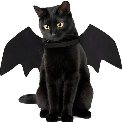 Adjustable Black Bat Wings Pet Costume - Soft Polyester Halloween Cosplay Dress Up Accessory for Cats & Pets