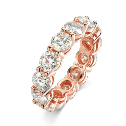 Smyoue Rose Gold Moissanite Ring for Women 3/3.5/5mm — 925 Sterling Silver Sparkling Wedding Band with GRA Certificate
