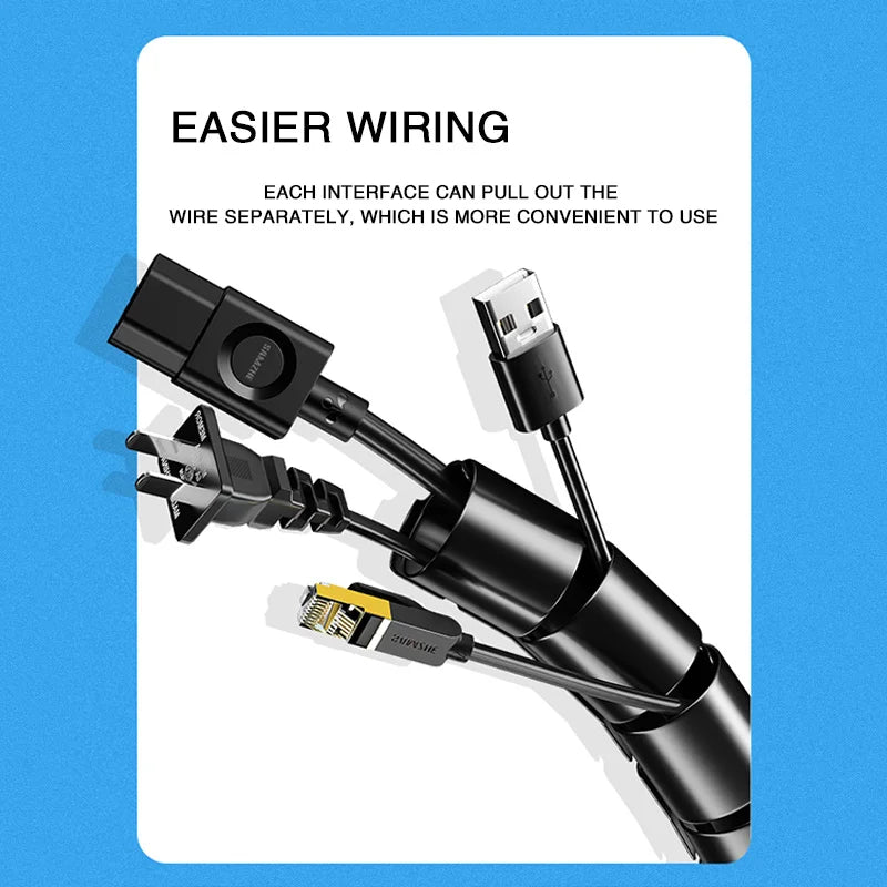 2M Spiral Cable Protector — Wire Organizer Tube for Computer Cords, Cable Management Clip, 10/16/22/28/32mm