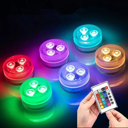 3LED RGB Submersible Underwater Night Lamp – Battery Operated Pool, Garden, Wedding & Party Light for Vases & Bowls