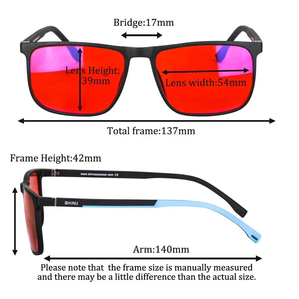SHINU Blue Light Blocking Glasses – Red Lens Anti-Glare Eyewear for Men to Reduce Eye Strain