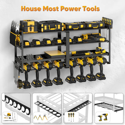 Heavy Duty Power Tool Organizer — 4-Layer Wall Mount Drill & Garage Storage Rack