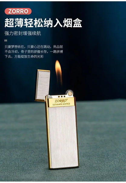 Zorro 636 Ultra-Thin Metal Butane Lighter – Inflatable Grinding Wheel Design, Smoking Accessory & Men’s Holiday Gift