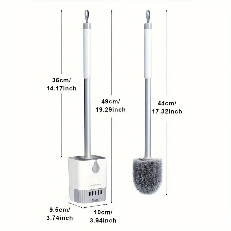 Wall-Mounted Toilet Brush Set – Long Handle Flexible Bathroom Cleaning Tool with Holder
