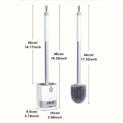 Wall-Mounted Toilet Brush Set – Long Handle Flexible Bathroom Cleaning Tool with Holder