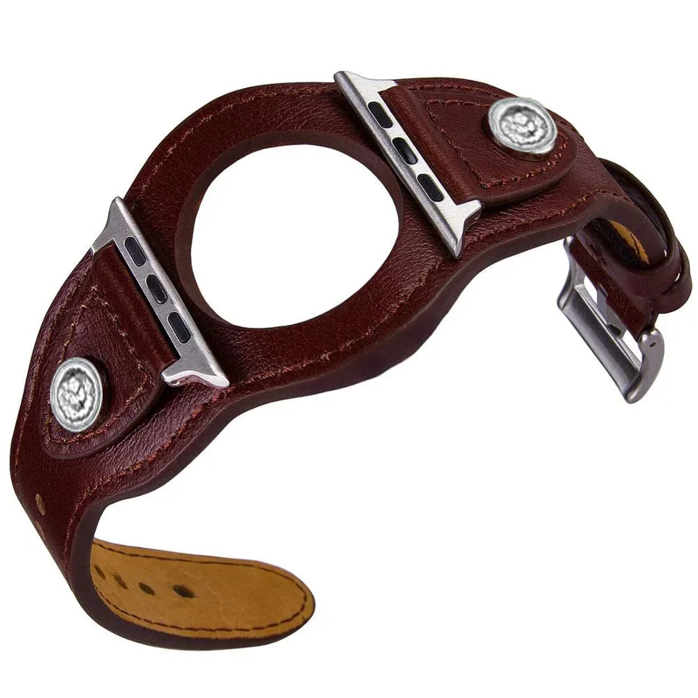 PU Leather Apple Watch Strap – Compatible with Series 1–9, SE & Ultra (38mm–49mm) for Men & Women