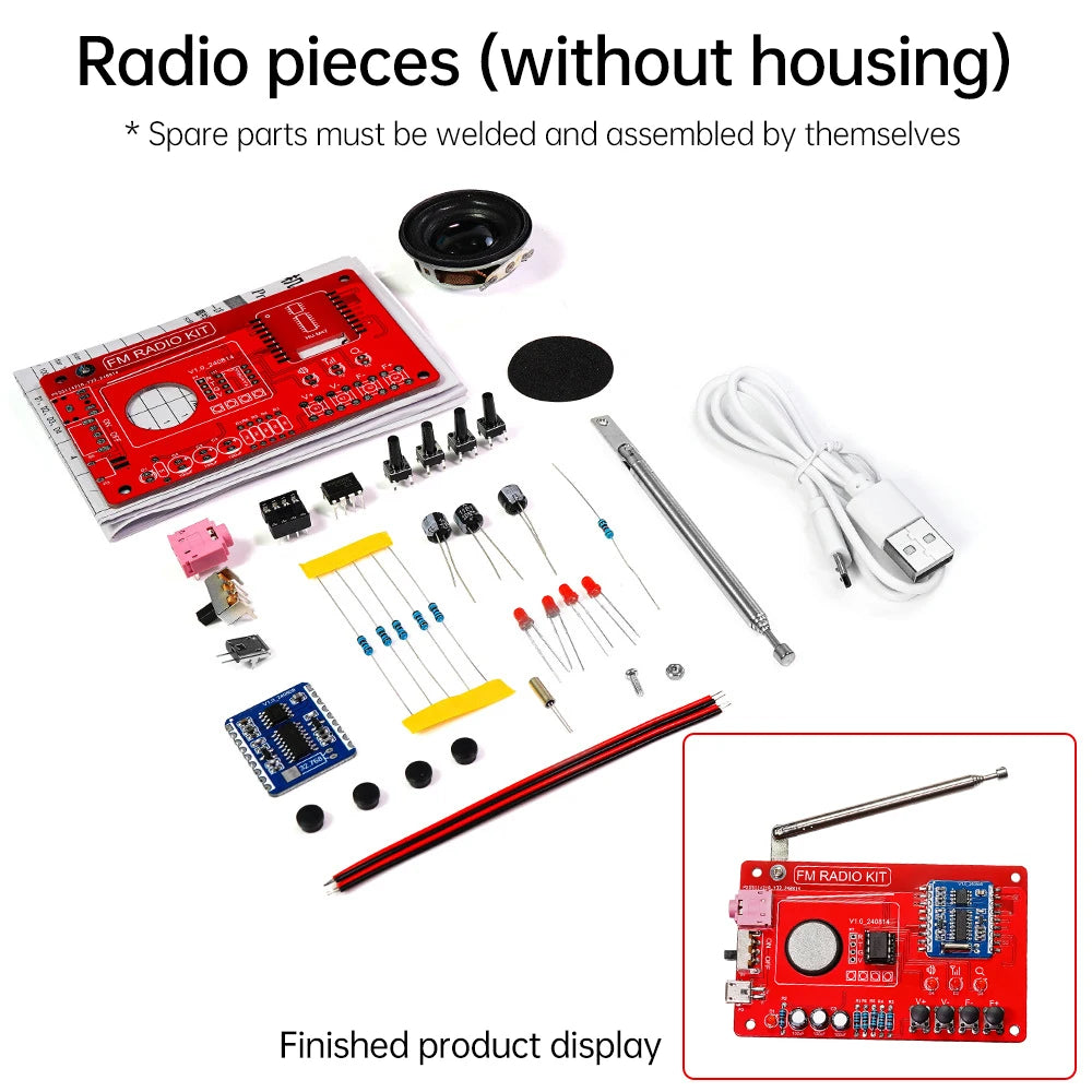 RDA5807 FM Radio DIY Soldering Kit - 87–108MHz Radio Project for STEM Education, School Teaching & Electronics Hobbyists