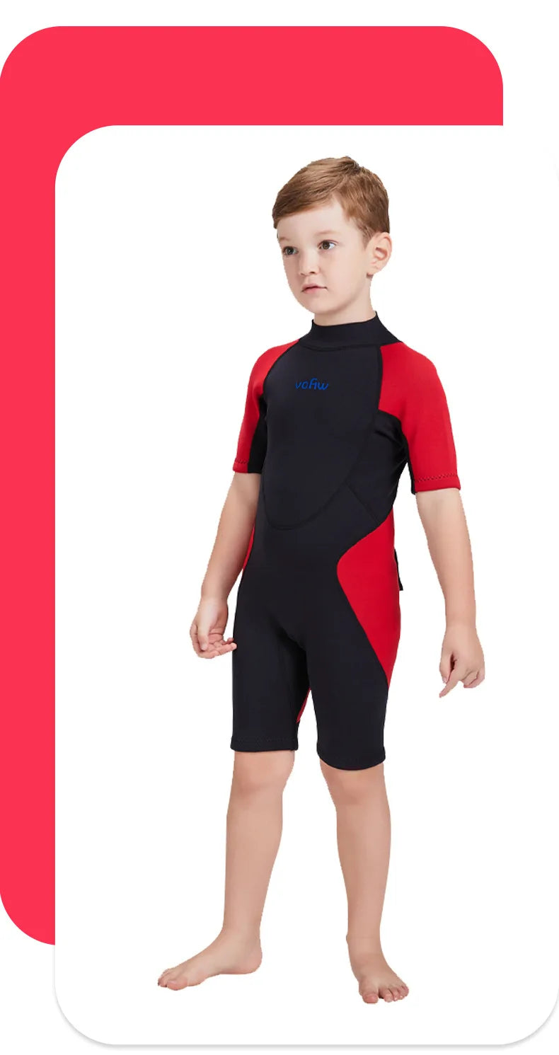 Children's 2mm/3mm Neoprene Wetsuit – One-Piece Long Sleeve Diving Suit for Cold Protection, Sunscreen, Surfing, Swimming & Snorkeling