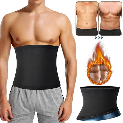 Men’s Abdomen Reducer Sauna Body Shaper — Sweat Trimmer Belt Waist Trainer Corset for Belly Slimming & Fitness