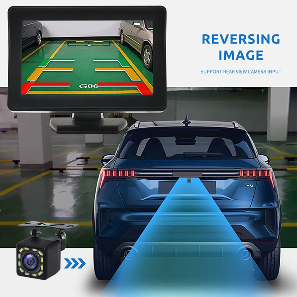 4.3" Car Rear View Monitor – Easy-Install Reversing Camera for Parking System & Vehicle Safety
