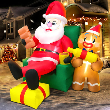 Merry Christmas Tree Arch Inflatable – Santa Claus Sleigh Decoration with LED Light for Home, Garden, and New Year Party Decor