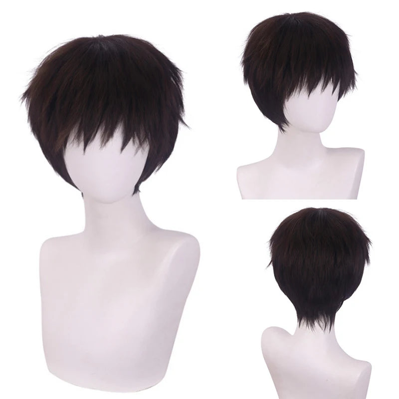 RANYU White Men’s Wig – Short Straight Synthetic Anime Hair, High-Temperature Fiber for Cosplay & Party