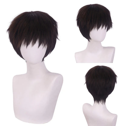 RANYU White Men’s Wig – Short Straight Synthetic Anime Hair, High-Temperature Fiber for Cosplay & Party