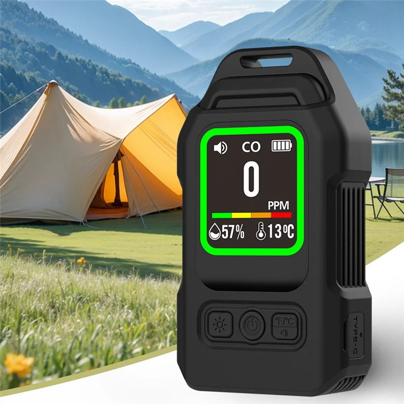 ABLK Portable Carbon Monoxide Detector - CO Concentration Alarm with Temperature & Humidity Monitor for Home & Indoor Use